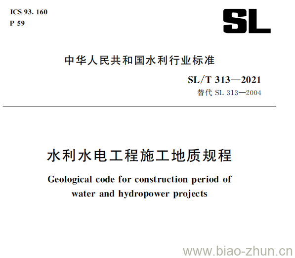 SL/T 313—2021 水利水电工程施工地质规程