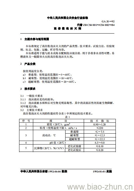 GA 31-92 高倍数泡沫灭剂