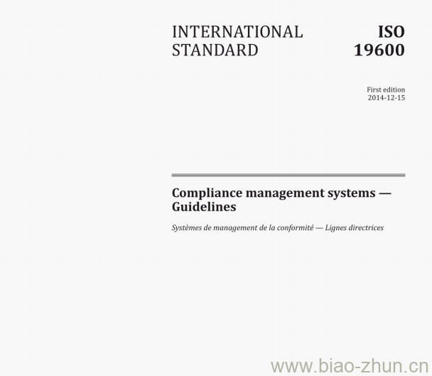 ISO 19600:2014(E) Compliance management systems &#8211; Guidelines