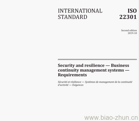 ISo 22301:2019(E) Security and resilience -Business continuity management systems -Requirements