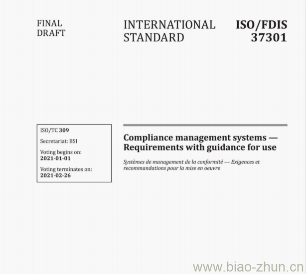 ISO/FDIS 37301:2021(E) Compliance management systems &#8211; Requirements withguidance for use