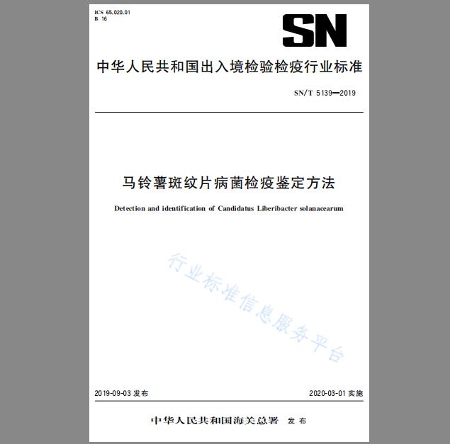 SN/T 5139-2019 马铃薯斑纹片病菌检疫鉴定方法