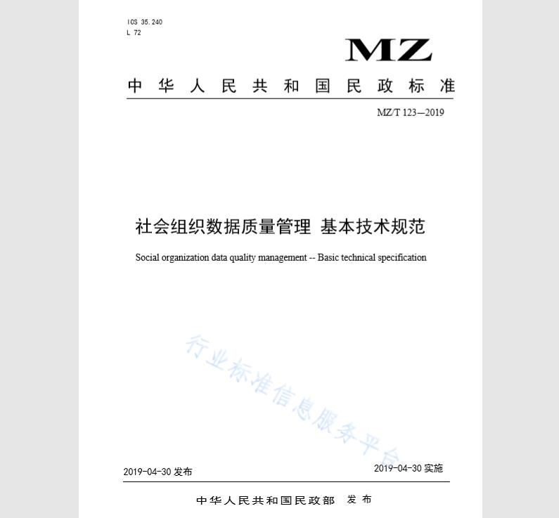 MZ/T 123-2019 社会组织数据质量管理 基本技术规范